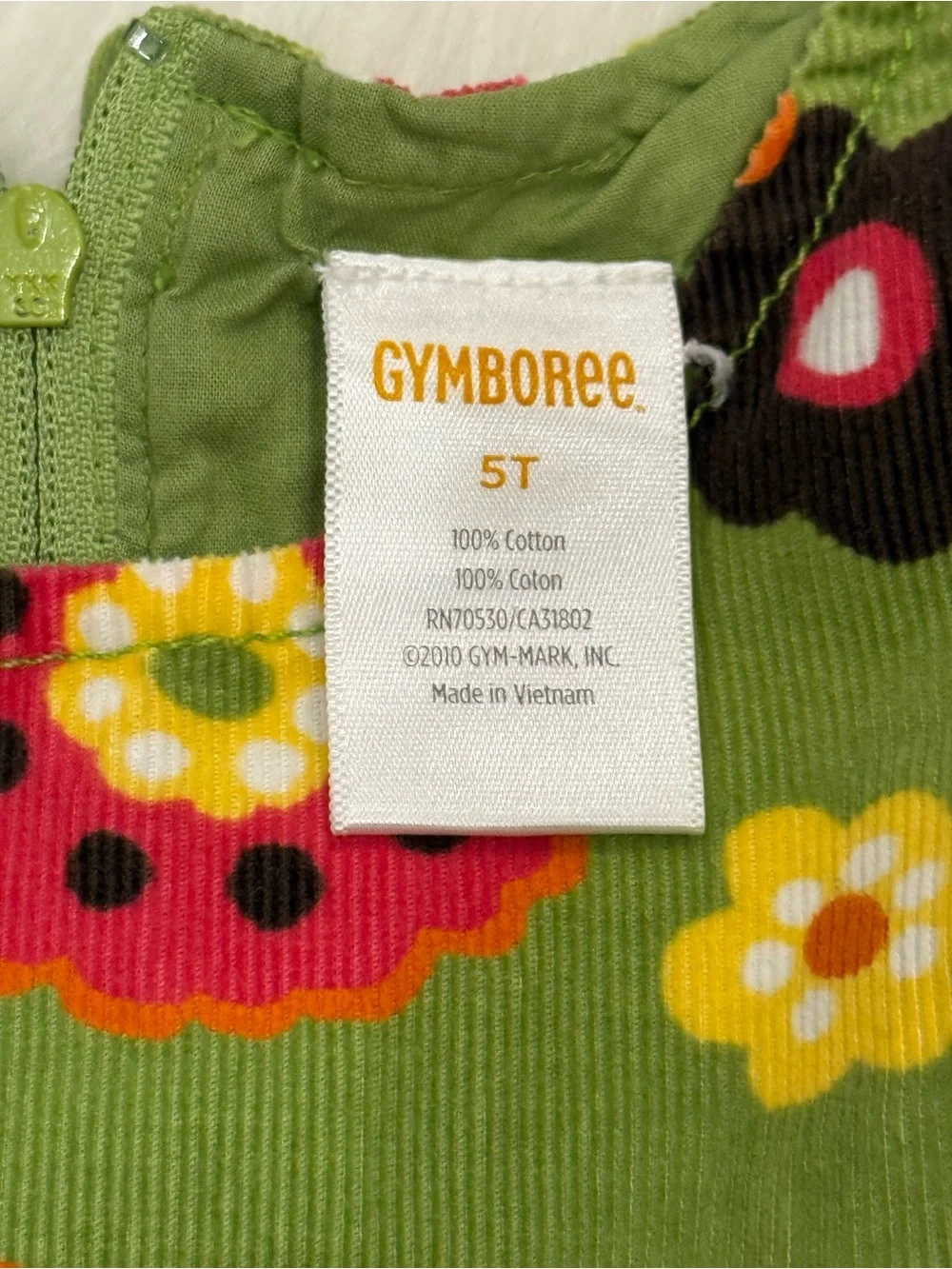 Gymboree Green Floral Sundress Bright Blooms Corduroy Dress Cotton Girls Size 5T